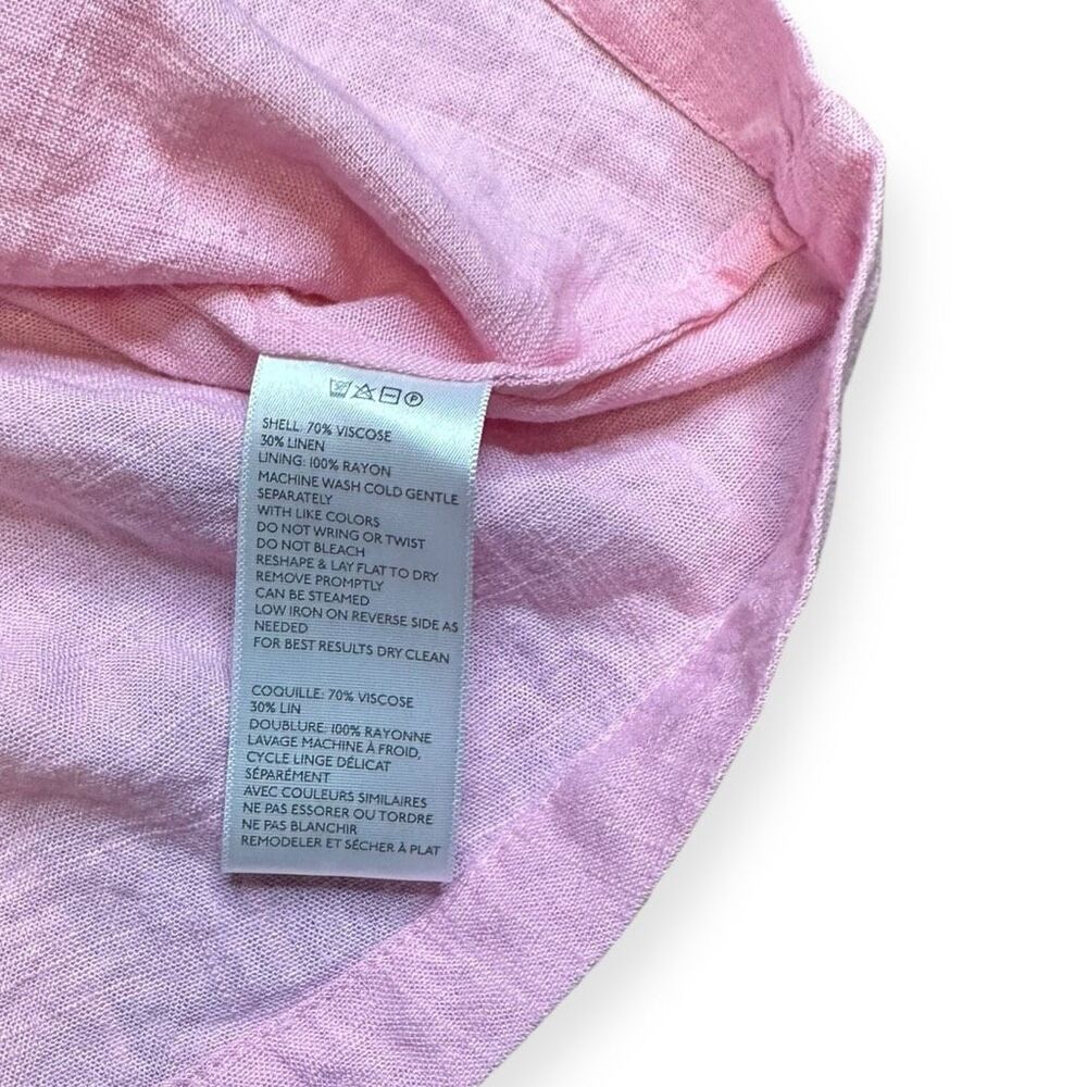 URBAN OUTFITTERS Women’s Pink Linen Blend Button-Front Drop Waist Midi Dress Siz - Picture 7 of 8